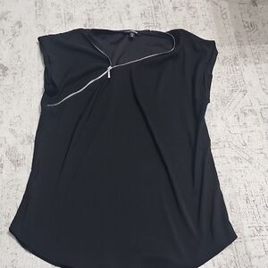 Express Black Blouse with Silver Accent
